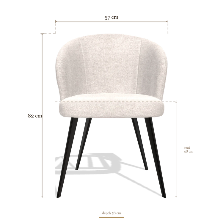Eetkamerstoel Lisette 6599, afmetingen 57 x 58 x 82 cm