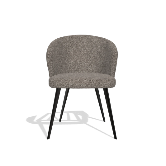Chaise de salle à manger Lisette 6599 en tissu Oasis 108 (gris foncé), pieds en noir, vue de face