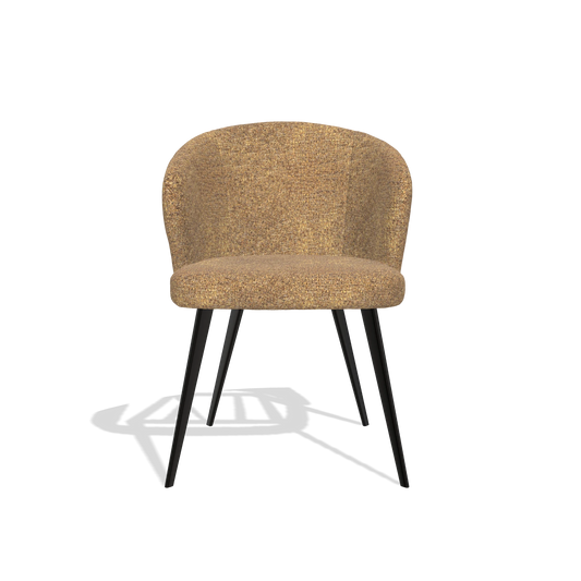 Chaise de salle à manger Lisette 6599 en tissu Oasis 16 (caramel), pieds en noir, vue de face