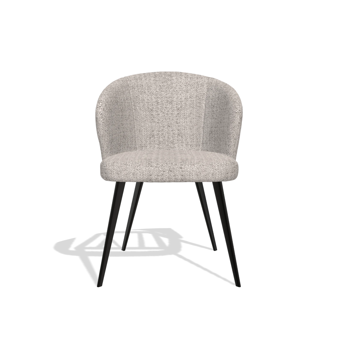 Chaise de salle à manger Lisette 6599 en tissu Oasis 91 (grège), pieds en noir, vue de face