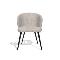 Chaise de salle à manger Lisette 6599 en tissu Oasis 91 (grège), pieds en noir, vue de face