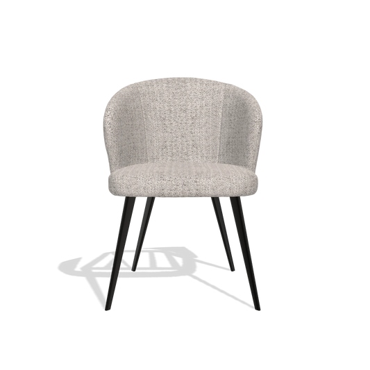 Chaise de salle à manger Lisette 6599 en tissu Oasis 91 (grège), pieds en noir, vue de face