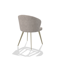 Chaise de salle à manger Lisette 6599 en tissu Oasis 91 (grège), pieds en champagne, vue de trois-quarts arrière