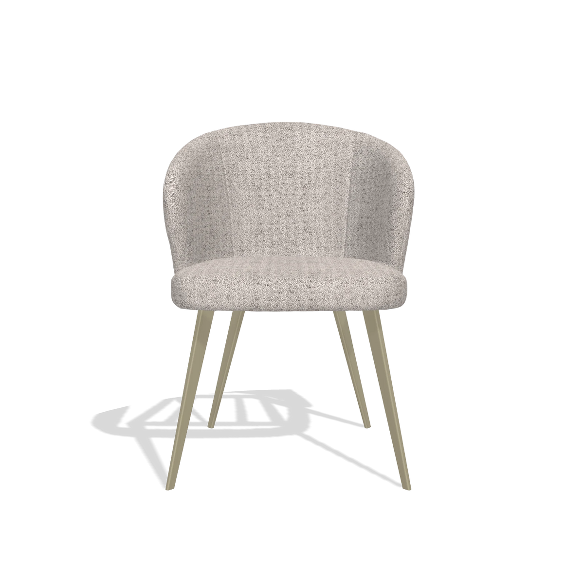 Chaise de salle à manger Lisette 6599 en tissu Oasis 91 (grège), pieds en champagne, vue de face