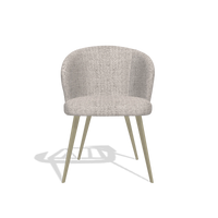 Chaise de salle à manger Lisette 6599 en tissu Oasis 91 (grège), pieds en champagne, vue de face