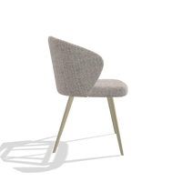 Chaise de salle à manger Lisette 6599 en tissu Oasis 91 (grège), pieds en champagne, vue de profil