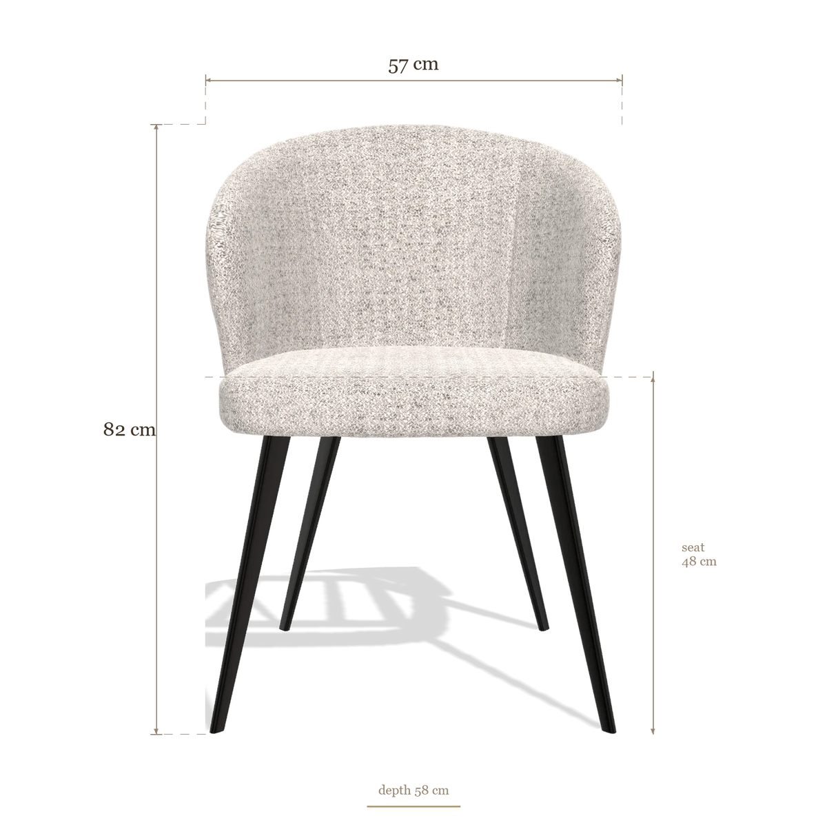 Chaise de salle à manger Lisette 6599, dimensions 57 x 58 x 82 cm