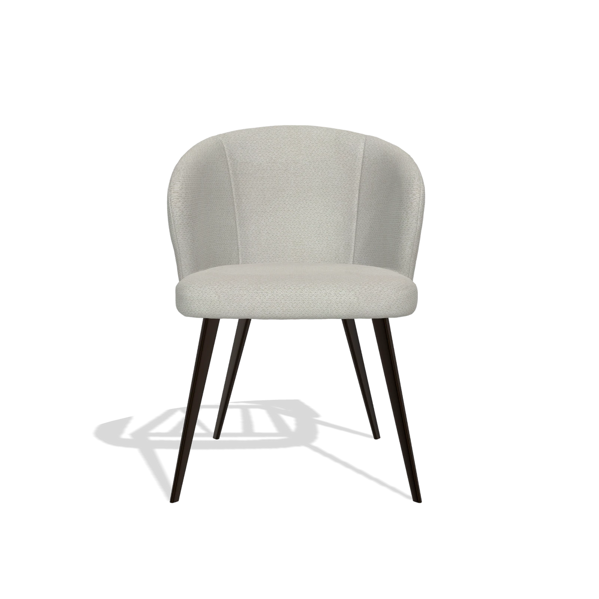 Sedia da pranzo Lisette 6599 in tessuto Rhythm 101 (greige), gambe in espresso, vista frontale