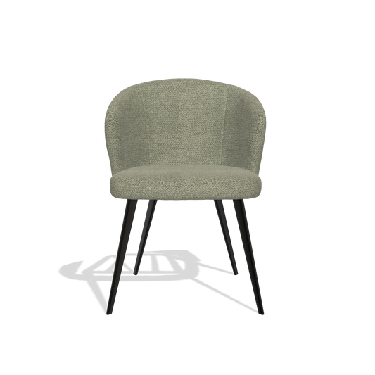 Chaise de salle à manger Lisette 6599 en tissu Rhythm 206 (taupe), pieds en noir, vue de face