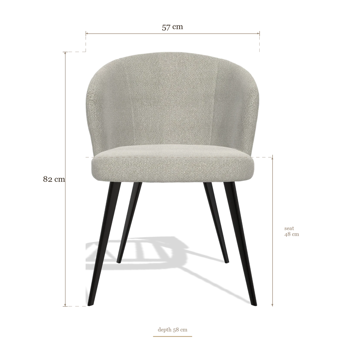Sedia da pranzo Lisette 6599, dimensioni 57 x 58 x 82 cm