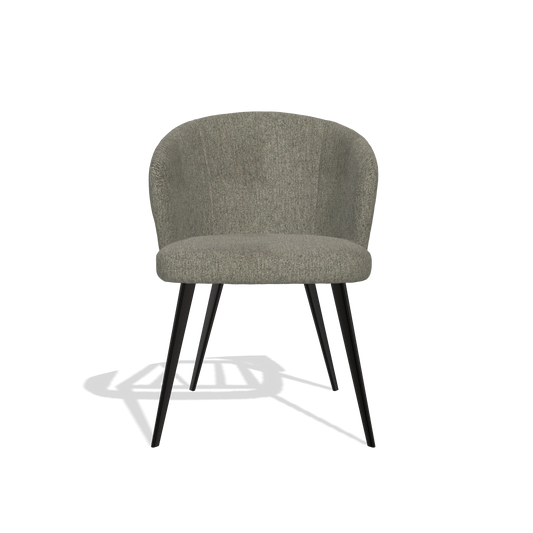 Chaise de salle à manger Lisette 6599 en tissu San Remo 103 (gris foncé), pieds en noir, vue de face