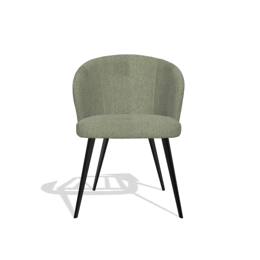 Chaise de salle à manger Lisette 6599 en tissu San Remo 500 (taupe), pieds en noir, vue de face
