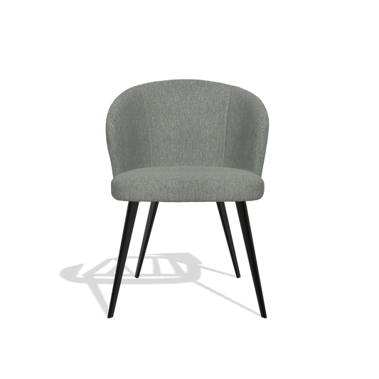 Chaise de salle à manger Lisette 6599 en tissu San Remo 502 (taupe), pieds en noir, vue de face