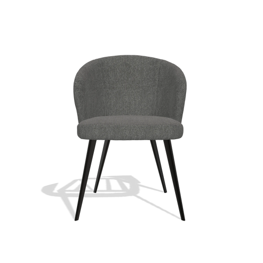 Chaise de salle à manger Lisette 6599 en tissu San Remo 800 (anthracite), pieds en noir, vue de face