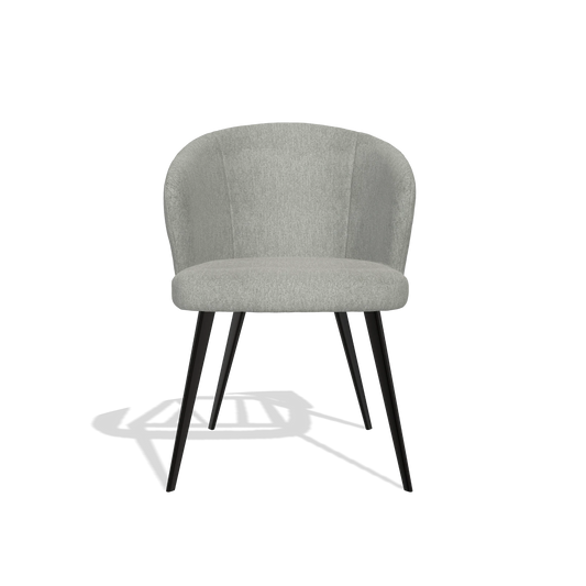 Chaise de salle à manger Lisette 6599 en tissu San Remo 901 (gris), pieds en noir, vue de face