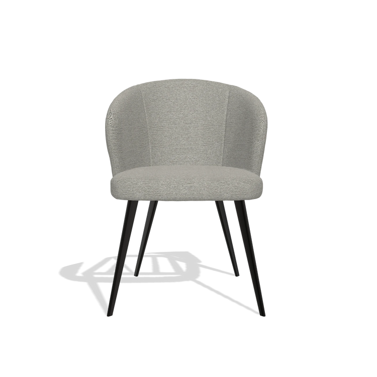 Esszimmerstuhl Lisette 6599 in Stoff Sneak 01 (Grau), Beine in Schwarz, Vorderansicht
