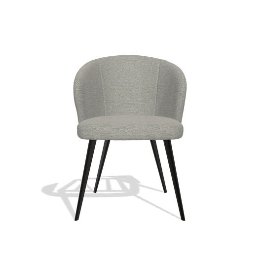 Chaise de salle à manger Lisette 6599 en tissu Sneak 01 (gris), pieds en noir, vue de face