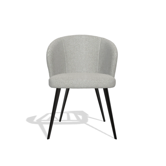 Chaise de salle à manger Lisette 6599 en tissu Sneak 05 (grège), pieds en noir, vue de face