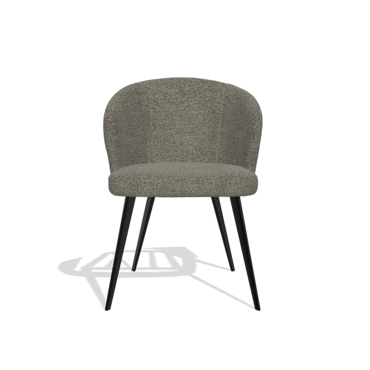 Chaise de salle à manger Lisette 6599 en tissu Sneak 10 (gris foncé), pieds en noir, vue de face