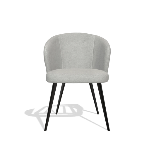 Chaise de salle à manger Lisette 6599 en tissu Sneak 110 (grège), pieds en noir, vue de face