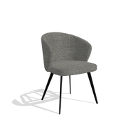 Dining Chair Lisette 6599 in Sneak 12 fabric (dark grey), black legs, angled view