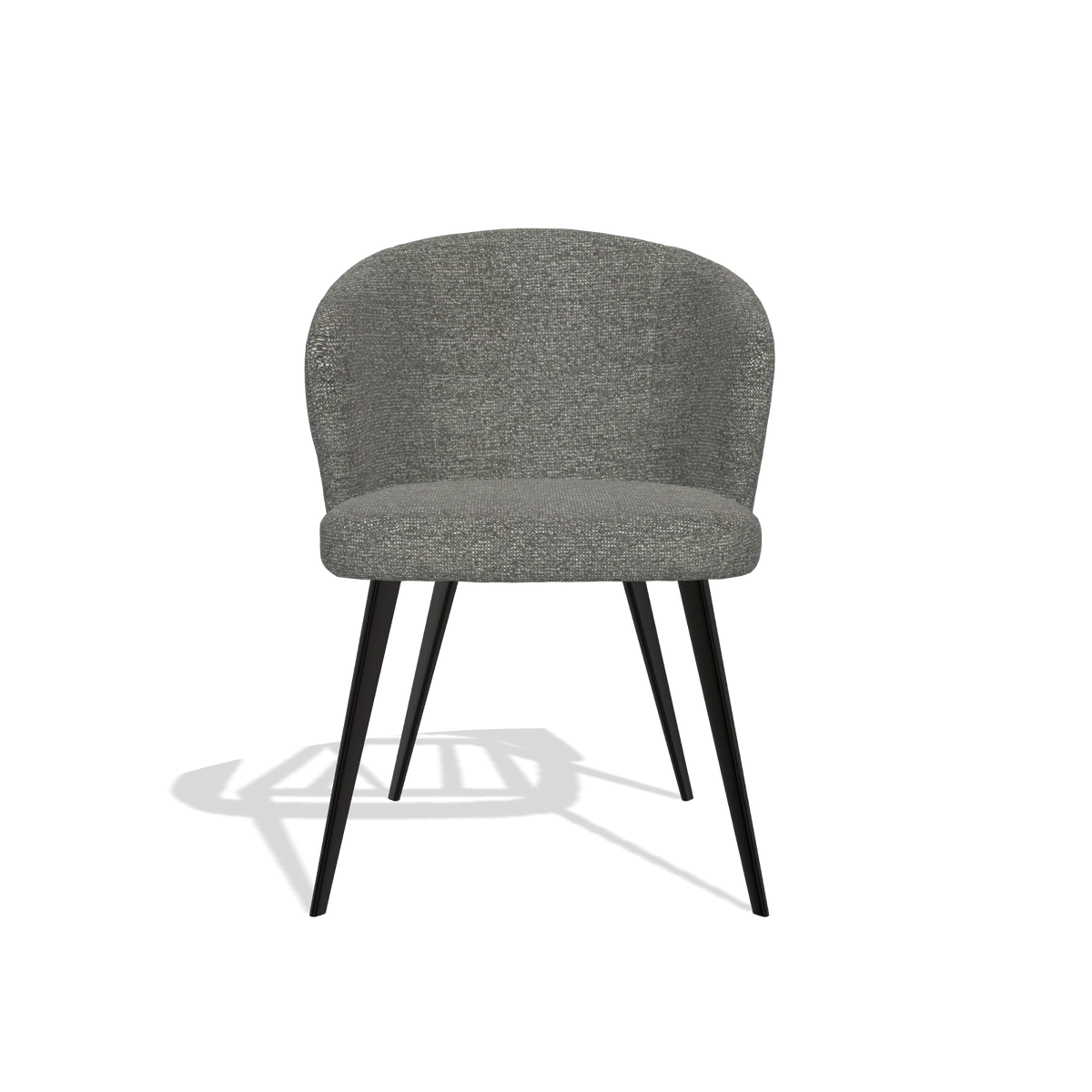 Dining Chair Lisette 6599 in Sneak 12 fabric (dark grey), black legs, front view