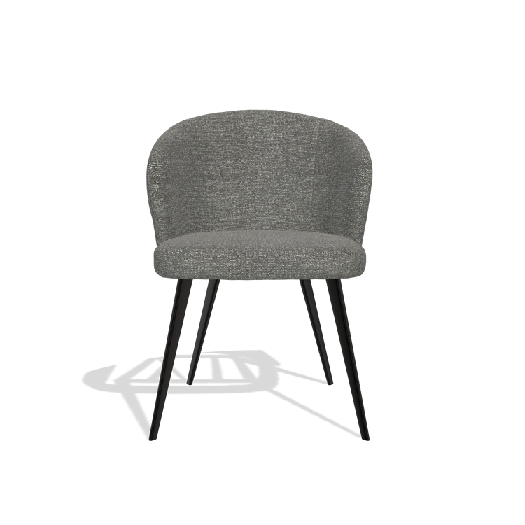 Dining Chair Lisette 6599 in Sneak 12 fabric (dark grey), black legs, front view