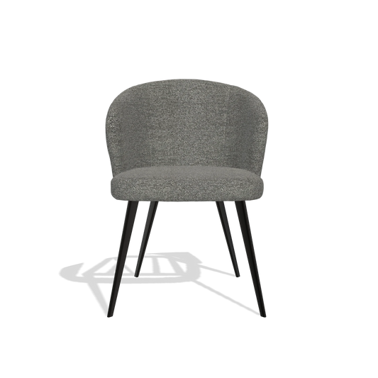Chaise de salle à manger Lisette 6599 en tissu Sneak 12 (gris foncé), pieds en noir, vue de face
