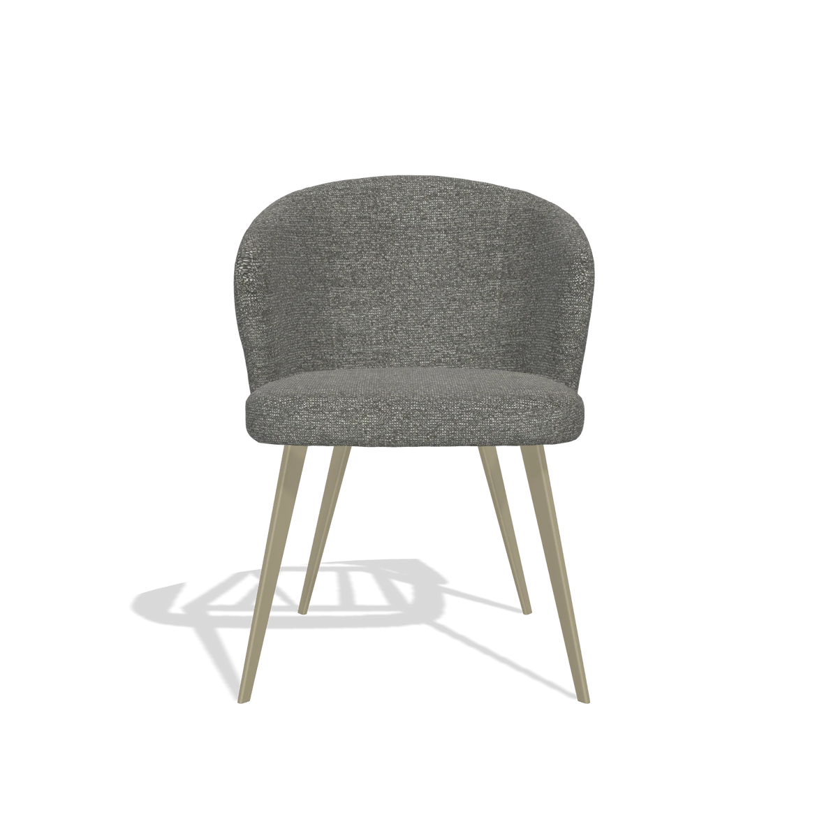 Dining Chair Lisette 6599 in Sneak 12 fabric (dark grey), champagne legs, front view