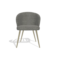 Dining Chair Lisette 6599 in Sneak 12 fabric (dark grey), champagne legs, front view