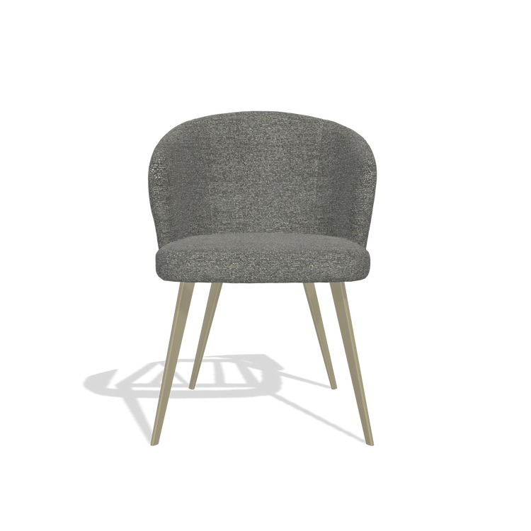 Dining Chair Lisette 6599 in Sneak 12 fabric (dark grey), champagne legs, front view