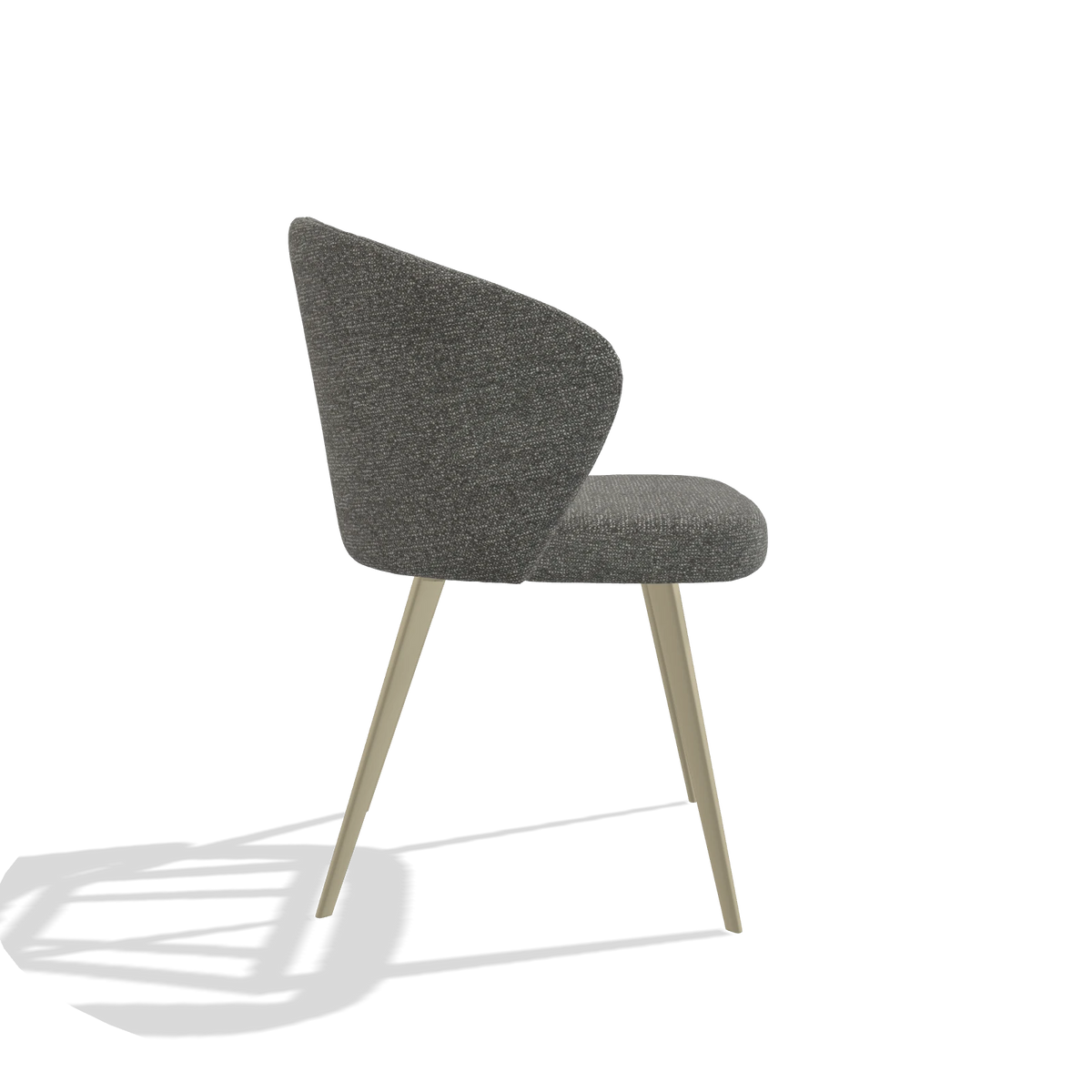 Dining Chair Lisette 6599 in Sneak 12 fabric (dark grey), champagne legs, side view