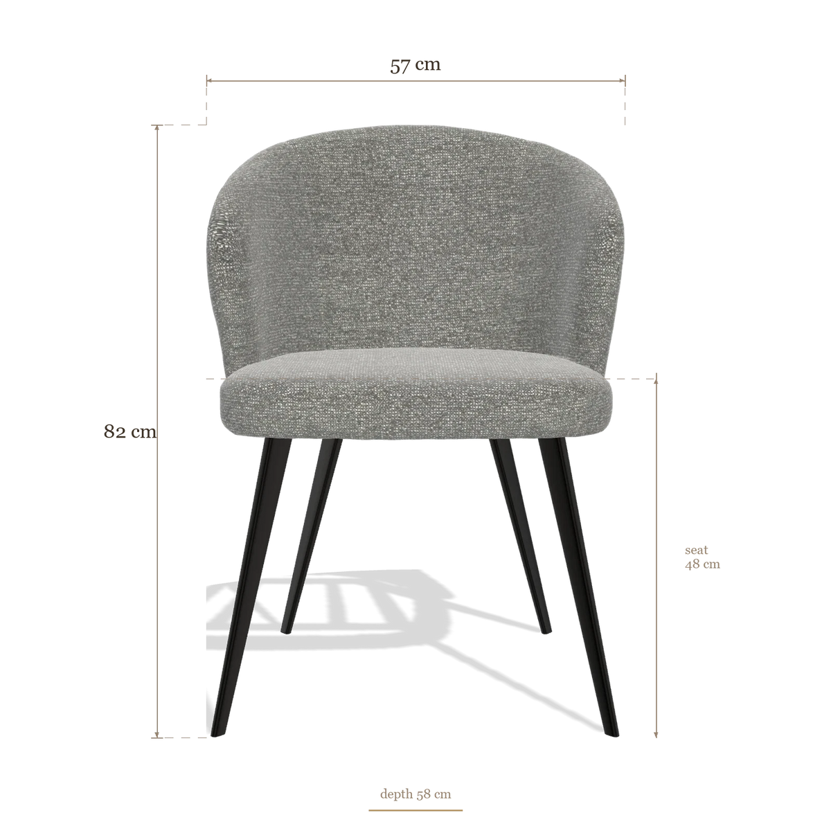 Dining Chair Lisette 6599, dimensions 57 x 58 x 82 cm