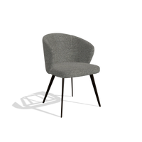 Dining Chair Lisette 6599 in Sneak 12 fabric (dark grey), espresso legs, angled view