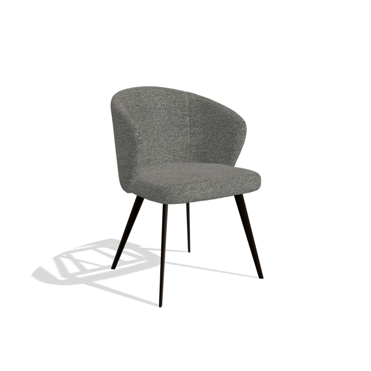 Dining Chair Lisette 6599 in Sneak 12 fabric (dark grey), espresso legs, angled view