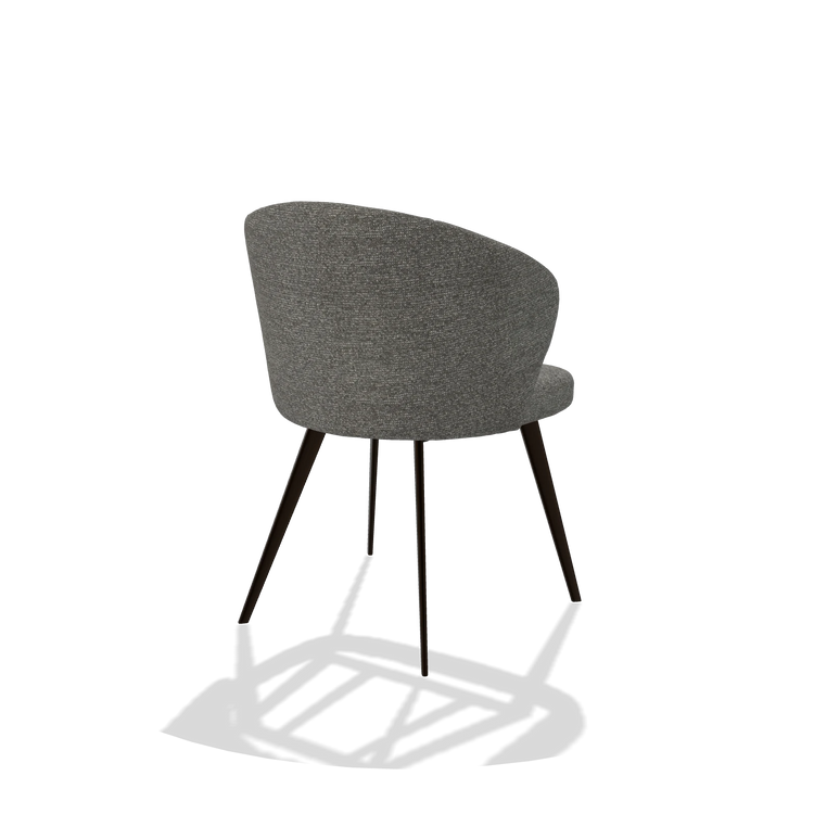 Dining Chair Lisette 6599 in Sneak 12 fabric (dark grey), espresso legs, back angled view