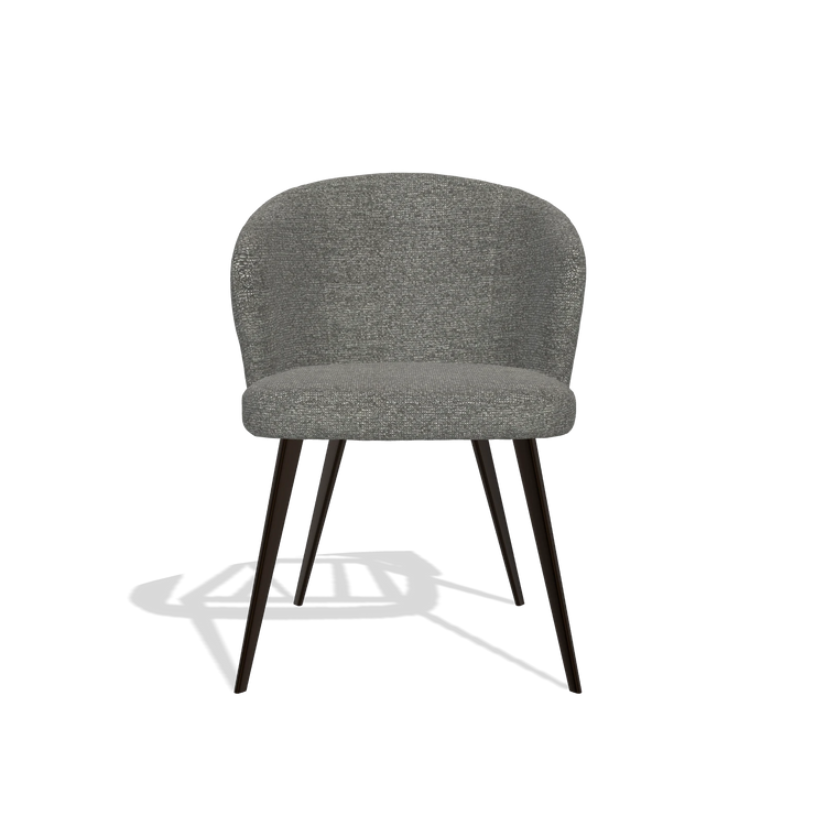 Dining Chair Lisette 6599 in Sneak 12 fabric (dark grey), espresso legs, front view