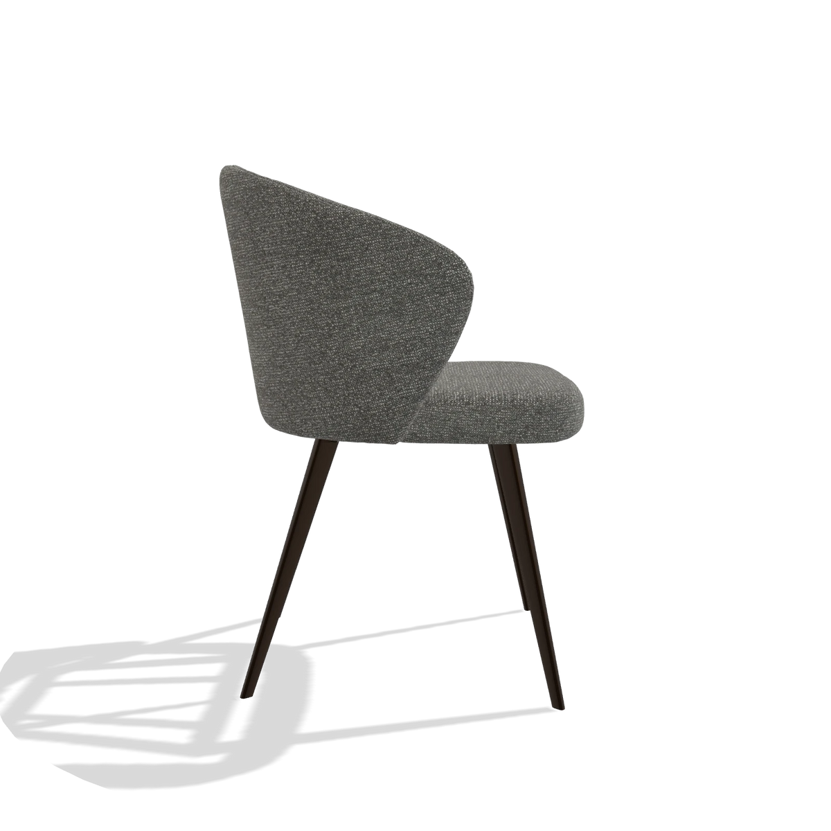 Dining Chair Lisette 6599 in Sneak 12 fabric (dark grey), espresso legs, side view