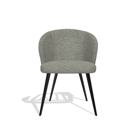 Chaise de salle à manger Lisette 6599 en tissu Sneak 149 (taupe), pieds en noir, vue de face