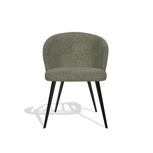 Chaise de salle à manger Lisette 6599 en tissu Sneak 59 (gris foncé), pieds en noir, vue de face