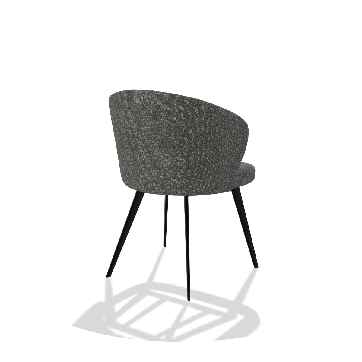 Esszimmerstuhl Lisette 6599 in Stoff Sneak 65 (Dunkelgrau), Beine in Schwarz, Schrägansicht von hinten