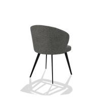 Esszimmerstuhl Lisette 6599 in Stoff Sneak 65 (Dunkelgrau), Beine in Schwarz, Schrägansicht von hinten