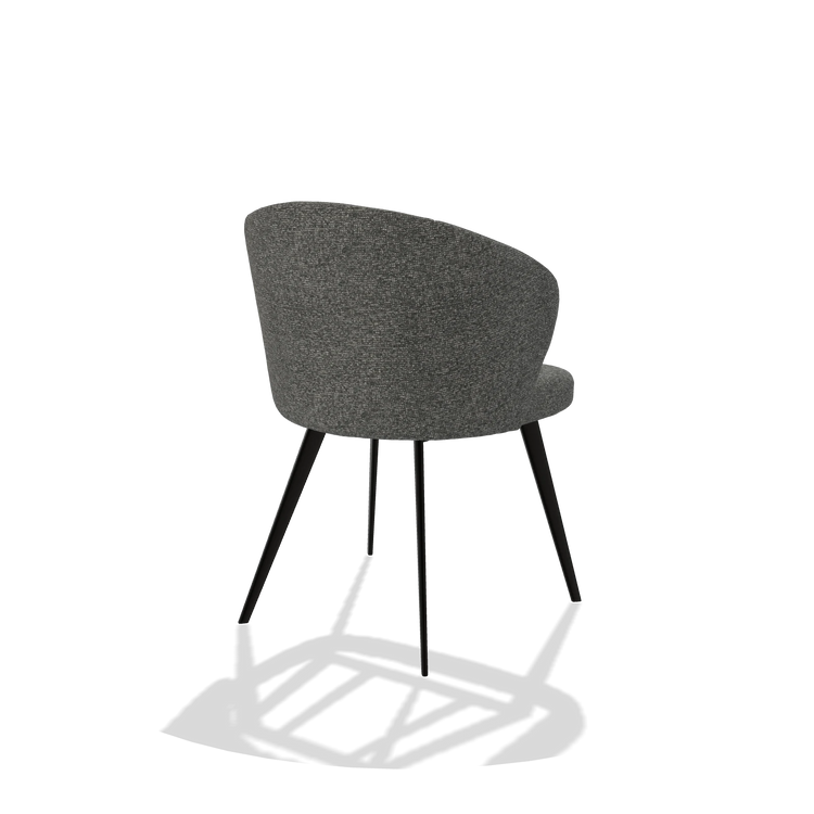 Esszimmerstuhl Lisette 6599 in Stoff Sneak 65 (Dunkelgrau), Beine in Schwarz, Schrägansicht von hinten