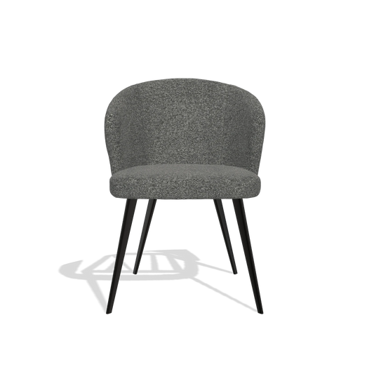 Chaise de salle à manger Lisette 6599 en tissu Sneak 65 (gris foncé), pieds en noir, vue de face