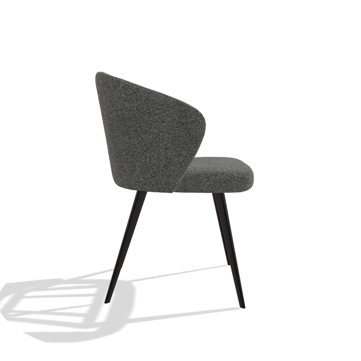 Esszimmerstuhl Lisette 6599 in Stoff Sneak 65 (Dunkelgrau), Beine in Schwarz, Seitenansicht