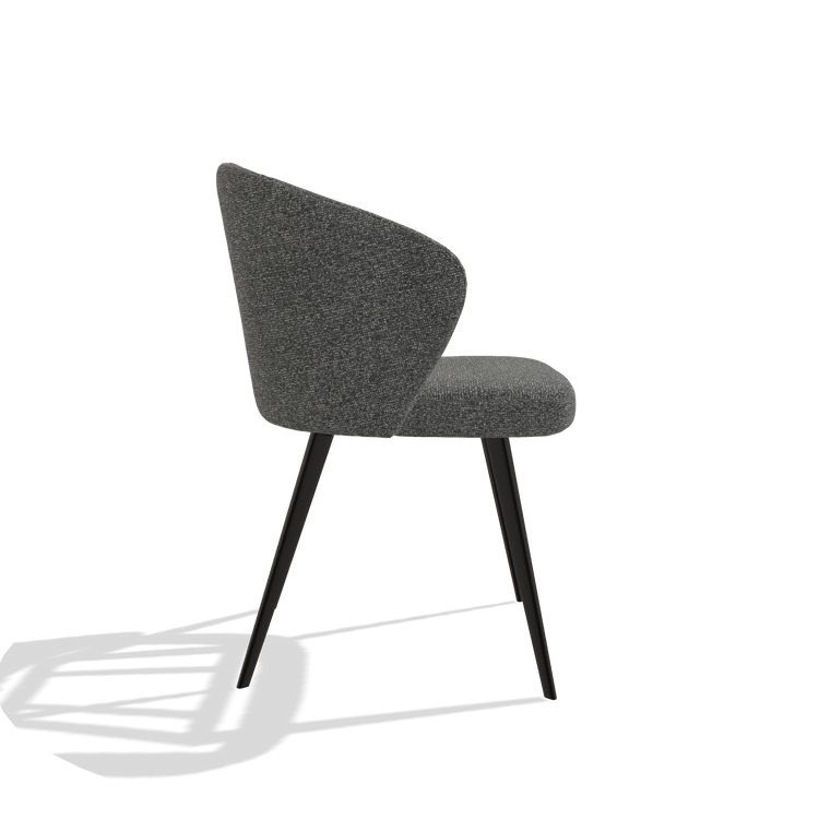 Esszimmerstuhl Lisette 6599 in Stoff Sneak 65 (Dunkelgrau), Beine in Schwarz, Seitenansicht