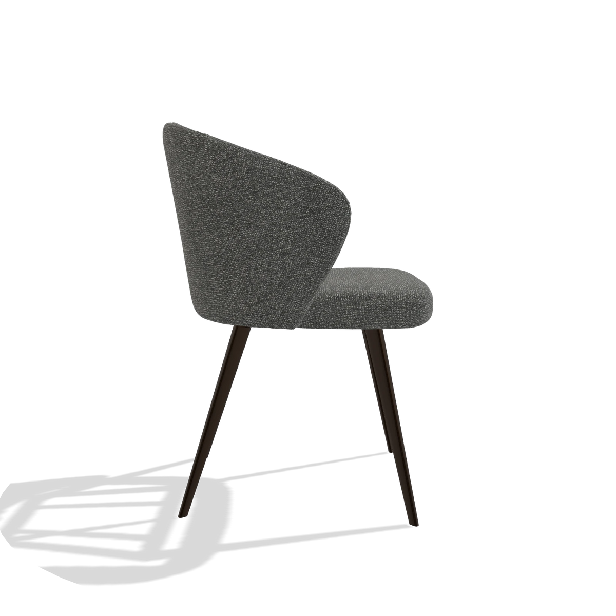 Esszimmerstuhl Lisette 6599 in Stoff Sneak 65 (Dunkelgrau), Beine in Espresso, Seitenansicht