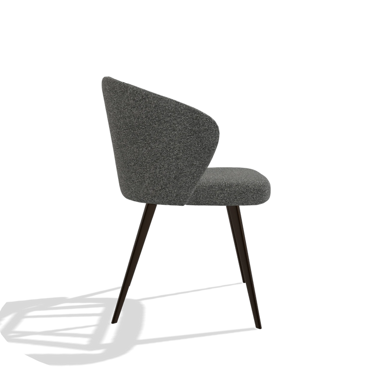 Esszimmerstuhl Lisette 6599 in Stoff Sneak 65 (Dunkelgrau), Beine in Espresso, Seitenansicht