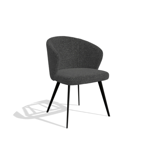 Chaise de salle à manger Lisette 6599 en tissu Sneak 67 (noir), pieds en noir, vue de trois-quarts