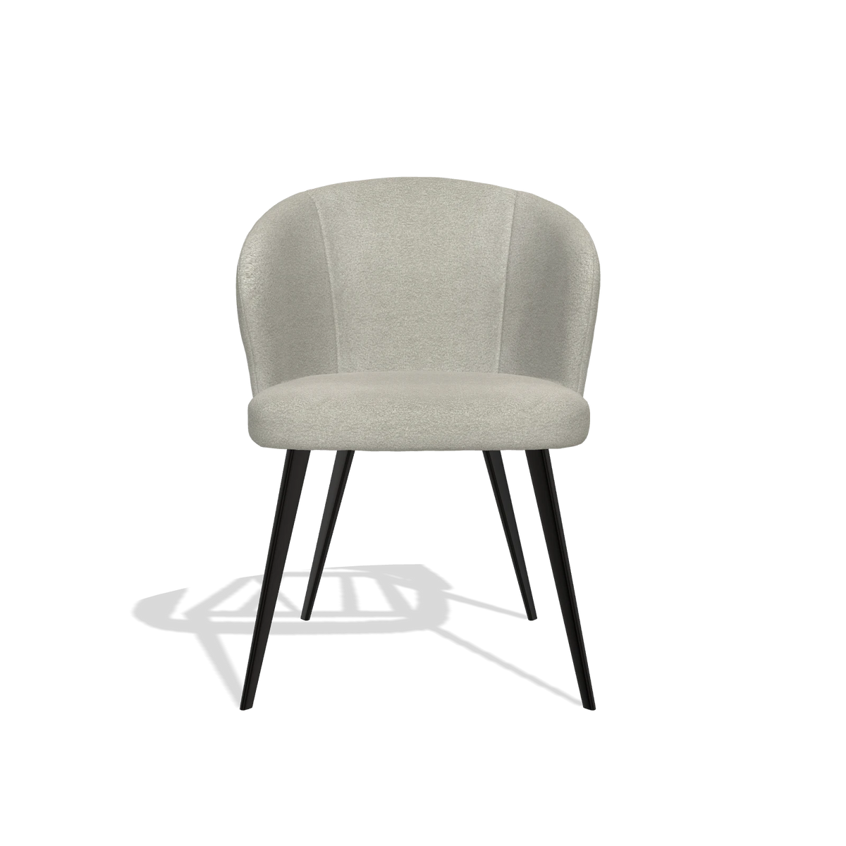 Silla de comedor Lisette 6599 en tela Stella 01 (greige), patas en negro, vista frontal